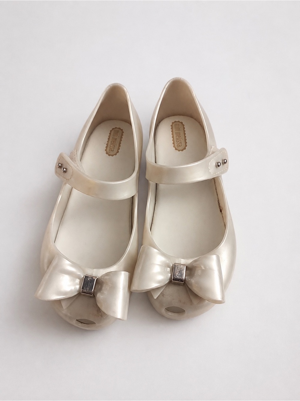 Mini Melissa Pearl Bow Mary Jane Jelly Shoes Kids Size 12